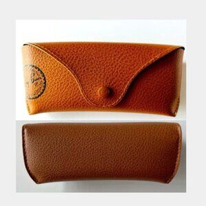 Ray-Ban Textured Leather Sunglasses Case Brown